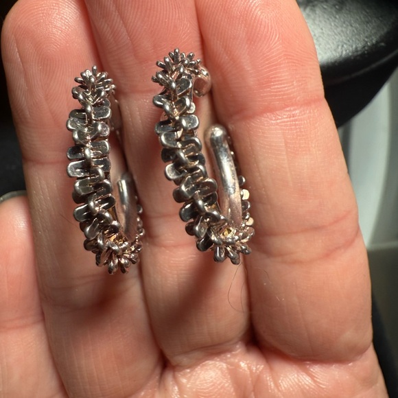 925‎ Italy Silver Hoop Earrings - Picture 3 of 5